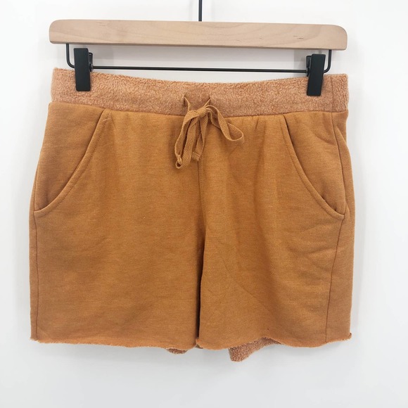 FREE PEOPLE Kelly Washed Cognac Sweatshirt Set Shorts Top Size Medium NEW - Picture 3 of 13